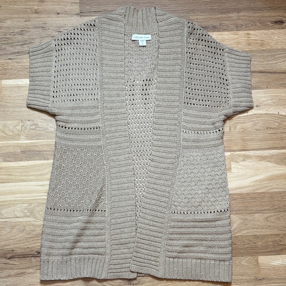 Coldwater Creek Open-Front Short Sleeve Knit Camel Cardigan Women’s S - Picture 1 of 12
